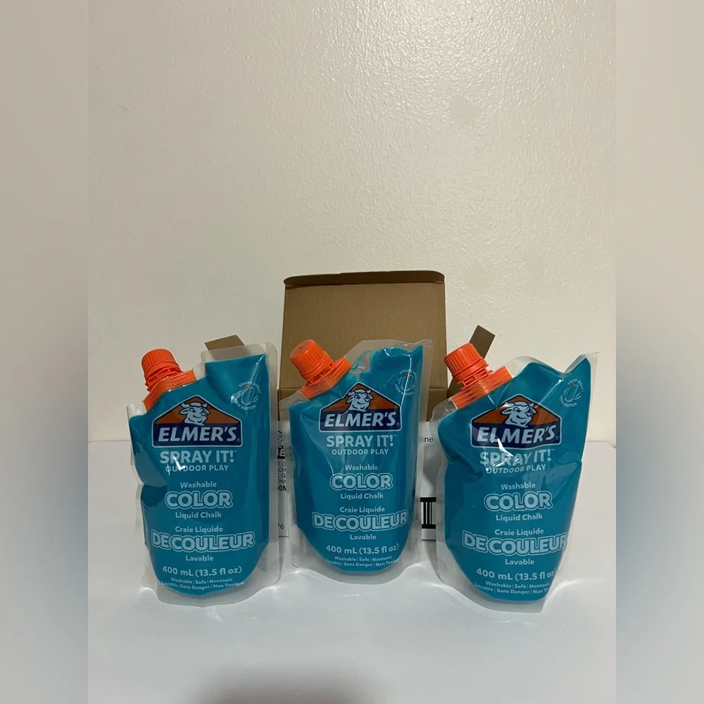 3 Pk Elmer's Spray It! Outdoor Washable Liquid Chalk Pouch‎ Blue